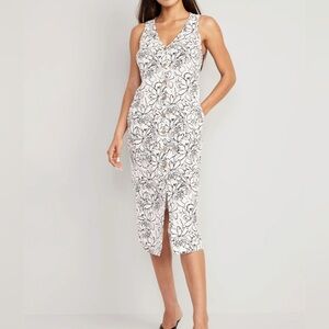 Old Navy Black and White Floral Midi Dress